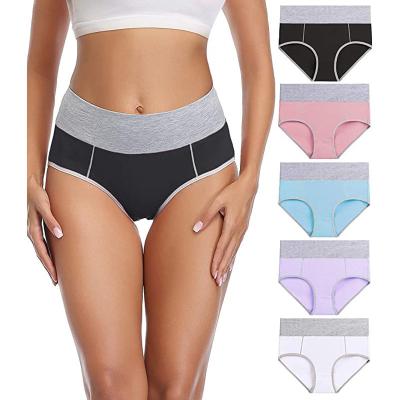 China Antibacterial Bodysuit Custom Women's High Waisted Soft Breathable Panties Stretch Briefs Regular Plus Size Cotton Underwear Women for sale