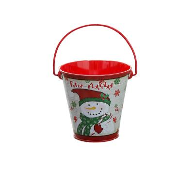 China Europe Festival Celebration Mini Christmas Candy Iron Bucket Gift Small for sale