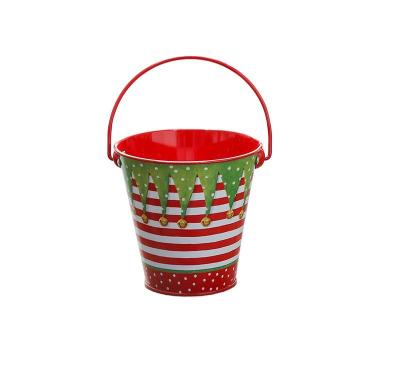 China Portable Gardening Storage Europe Decoration Christmas Candy Iron Bucket With Iron Handle for sale