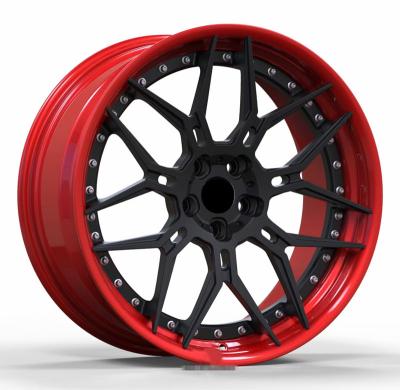 China Aluminum Hyper Red Lip 19 20 21 22 24 Inch Aftermarket Rivet Car Alloy Forged Wheel Rims 5x1143 5x 120 for sale