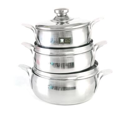 China Sustainable Factory Direct Stainless Steel Cookware 3PCS Set Hot Kitchenware Set for sale