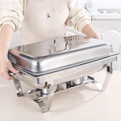 China Hot Sale Stainless Steel Chafing Dish Set Dining Stove Rectangular Dining Place Buffy Furnace for sale