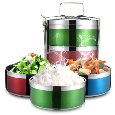 China Stainless steel contemporary colored tiffin lunch box tiffin food carrier insulated tiffin lunch box with hot food for sale