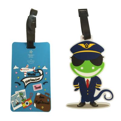 China Durable Wholesale Custom Shape Soft PVC Travel Rubber Luggage Tag With Name Logo for sale