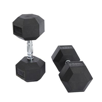 China Wholesale Rubber Dumbbell Equipment Fitness Cast Iron Factory Adjustable Dumbbell Dumbbell Covered with Hex Rubber for sale