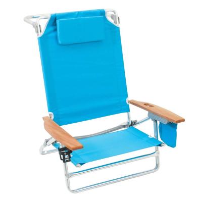 China Easy-carry beach chair selling America's popular aluminum backpack folding beach chair with wooden armrest for sale