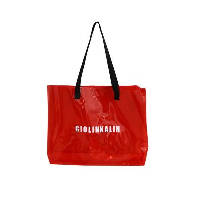 China Eco-friendly Custom logo transparent PVC tote bag INS style handbag gift plastic bag for sale