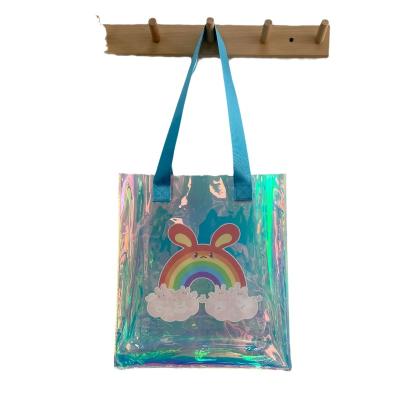 China Eco-friendly Wholesale custom Waterproof clear transparent pvc tote shopping bag with printed for sale