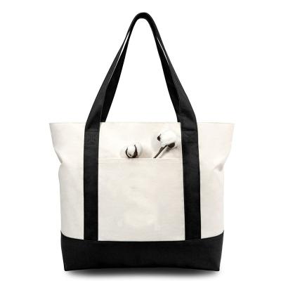 China Eco-friendly Custom Logo  Full Cotton Color Printing Environmental Protection Canvas Tote Bag With Pocket for sale