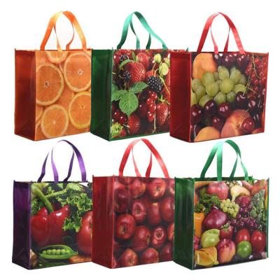 China Eco-friendly Wholesale waterproof foldable Pp Woven Bag Custom Shopping Bags With fruit Logo for sale