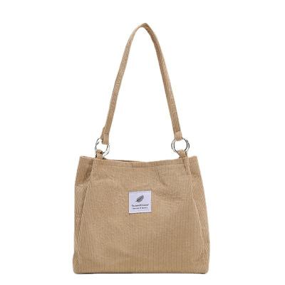 China Eco-friendly Wholesale Custom eco friendly canvas bag with logo Shoulder Corduroy Tote Bag for sale