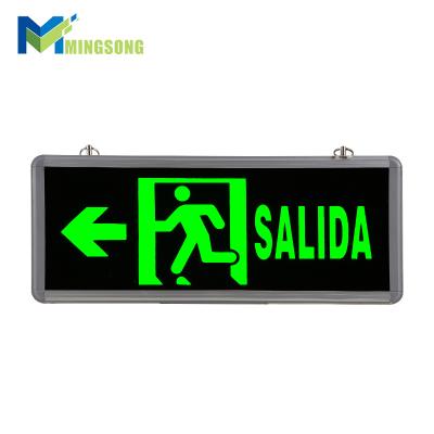 China Emergency iluminum SALADA CE ROHS Factory Price Aluminum Spanish Single Sided Double Sided LED EMERGENCY EXIT Sign Indicator Light for sale