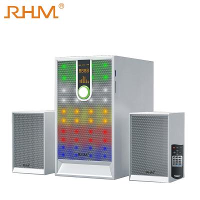 China Mini System RHM RM-9122 WOODEN BOX 2.1 home theater speaker with color led light for sale