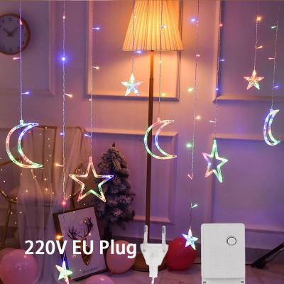 China Decoration Christmas Led Star Decoration LED Garden Wedding Party Curtain String Lights Romantic Fairy Christmas Lighting Moon Light Colorful Lamp for sale