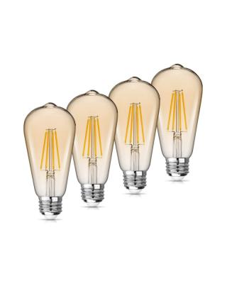 China Hotel Decorative Light E26 E27 ST64 4W 6W 8W Amber Vintage Antique Vintage LED Filament Bulbs Lights for sale