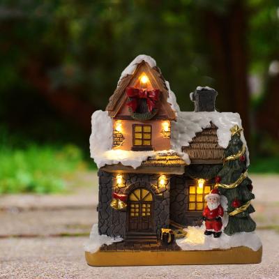 China Christamas Home Decoration Christmas Scene Village Decor Houses Small Town Ornament Gifts Christmas Decoration with LED Light for 2022 New Year for sale