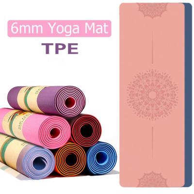 China Home Yoga Mat With Position Line 6mm Beginner Floor Pad Exercise Tape Eco-friendly Non-slip Gym Fitness Mat Pilates for sale