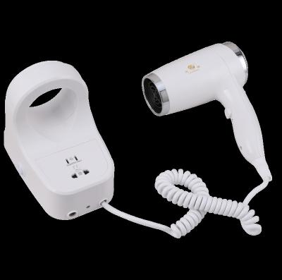 China Wall Mounted On/Off Switch 2000W Safe Hotel Wall Mounted Hair Dryer for sale