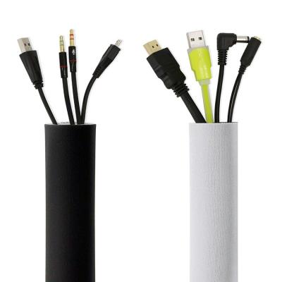 China Self Adhesive Self Closing Cable Management Sleeve Customized Flexible Neoprene Cable Wire Management Sleeve for sale