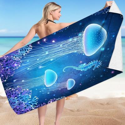 China Large QUICK DRY with Custom Logo Print No Free Sand Print Custom Blue Customizable Sand Pool Colorful Beach Towel Large for sale