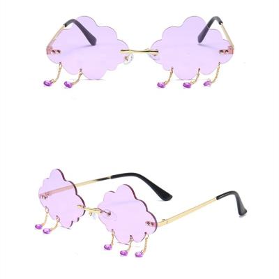 China Frameless Cool UV400 Sunglasses Fashion Creative Retro 90s Sunglasses Disco Glasses Nightclub Funny Cloud Shaped Bar for sale