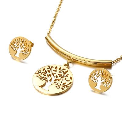 China Daily Life Stainless Steel 18K Gold Plated Beautiful Popular Handmade Bulk Cheap Jewelry Set For For Ladies for sale