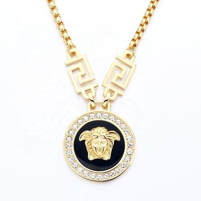 China FASHIONABLE Hot Sale Trendy Designer Stainless Steel Gold Plated Cubic Zirconia Necklace Pendant for sale