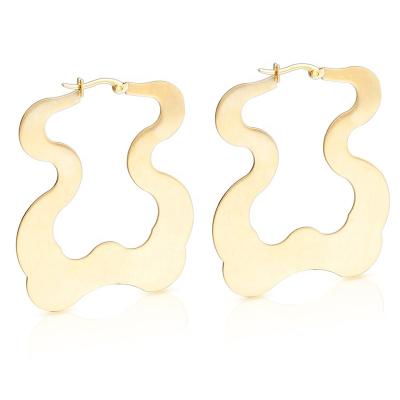 China Women's Stainless Steel Hoop Earrings Back Wholesale Cheap Shaped Stainless Steel Matte Finish Big Gold Hoop Earrings for sale