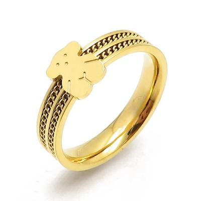 China Popular Wholesale Women's Stainless Steel Fashion Rings New Arrival Fine Quality Bear Gold Band Ring for sale