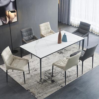 China (Others)Adjustable Aluminum Marble Top Leg Rectangle Aluminum Single Dining Room Furniture Agglomerated Stone Dining Table for sale