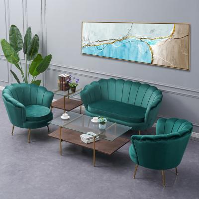 China K-D Structure Hot Sale Living Room Furniture Two Seats Leisure Chair Velvet Sectionals Modern Green Sofas for sale