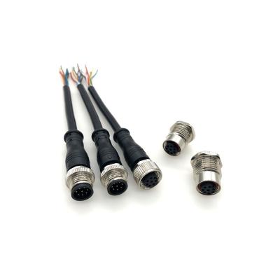 China Custom Automobile Sensor Aviation M12 Plug Signal Male And Female Connector Ip68 Round Wire Waterproof Connection Pipeline for sale