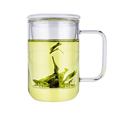 China RELEA Viable 400ml High Borosilicate Tea Cup Heat Resistant Glass Mug for sale