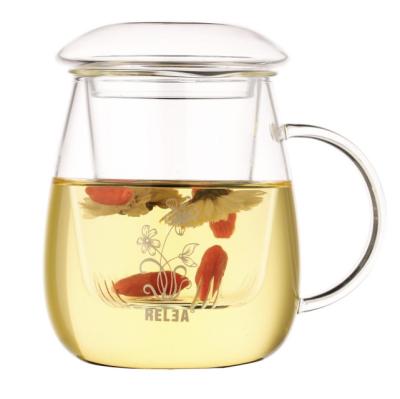 China With Infuser 320ml High Quality Popular Style Borosilicate Glass Handcrafted Tea Cup With Infuser for sale