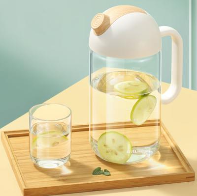 China 1600ml Slide Lid Free Borosilicate Glass Water Jug Glass Pitcher Viable With Lid for sale