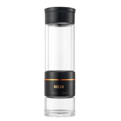 China Relea Portable High Borosilicate Glass Water Bottle With Silicone Seal Ring for sale