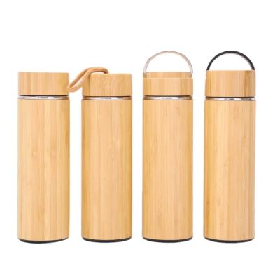 China Stainless Steel Vacuum Bamboo Water Bottle Custom Logo Water Bottle Flask for sale