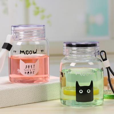 China 350ml Water Borosilicate Glass Bottle Sport Cute Drinking Glass Water for sale