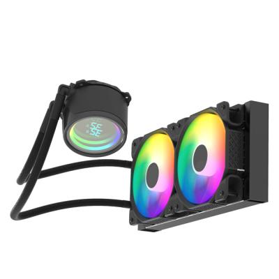 China Computer Case Infinity Mirror Design 240mm CPU Liquid Cooling Cooler With Temperature Display for sale