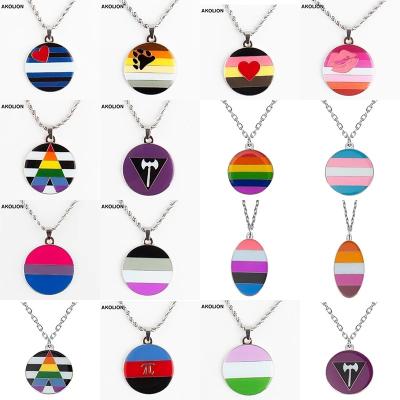 China Leather Metal Pride Pendant Necklace Rainbow Necklace for Women Jewelry for sale