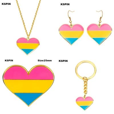 China Pansexual Head Ring Jewelry Pansexual Badge Set Earrings TRENDY Pansexual Necklace Earrings For Women Men Lover Gift for sale