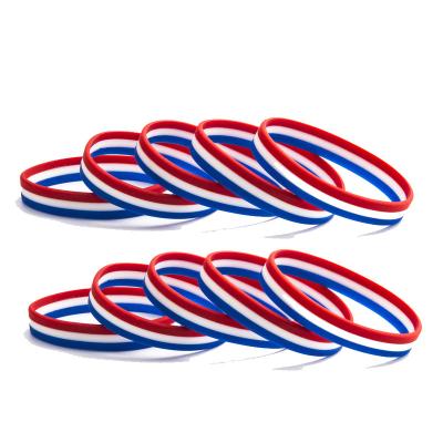 China Eco-Friendly Hot Selling France Flag High Quality Silicone Wristbands For Women Men Sports Wrist Band Bracelet Strap Jewelry for sale