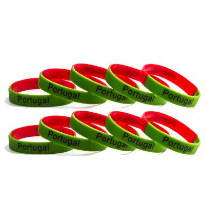 China High Quality Hot Selling Portugal National Flag Stripe Silicone Wristband Eco Friendly For Women Men Sports Wrist Band Bracelet Strap Jewelry for sale