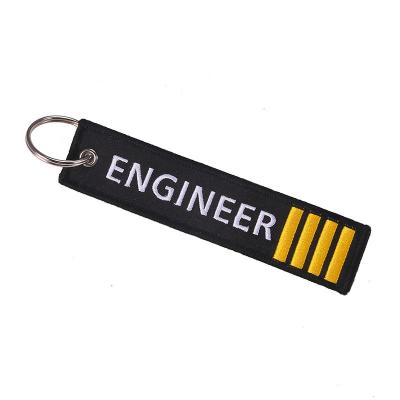 China Engineer Embroidered Red Woven Key Ring Special Luggage Tag Label Chain Key Chain For Aviation Gifts OEM Key Ring for sale