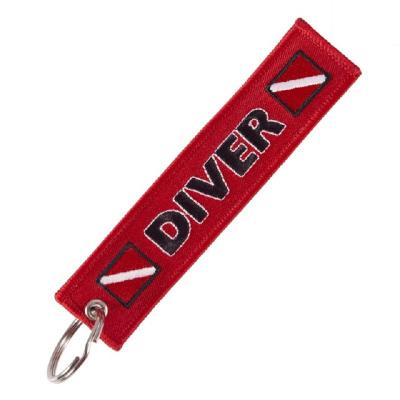 China Diver Embroidered Red Woven Key Ring Special Luggage Tag Label Chain Key Chain For Aviation Gifts OEM Key Ring for sale