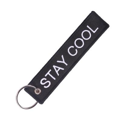 China Embroidered Cool Woven Red Chain Key Ring Special Luggage Tag Label Stay Key Chain For Aviation Gifts OEM Key Ring for sale