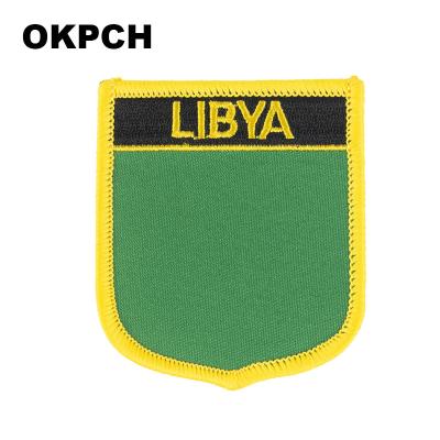 China Viable Libya Flag Patches For Clothing DIY Stripes Iron On Appliques Apparel Stickers Stickers Embroidery Flag Thermo Badges for sale