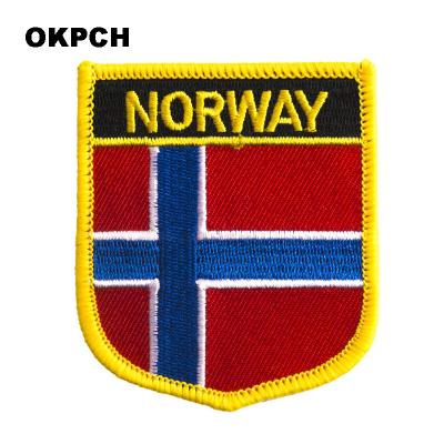 China Viable Norway Flag Patches For Clothing DIY Stripes Iron On Appliques Apparel Stickers Thermo Embroidery Flag Badges for sale