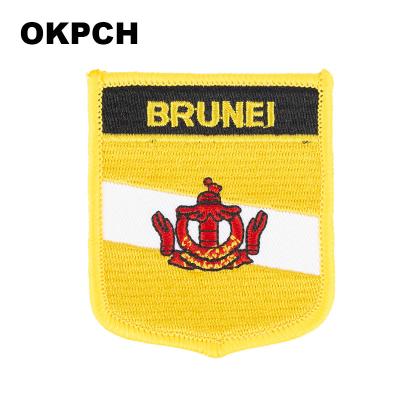 China Viable Brunei Flag Patches For Clothing DIY Stripes Iron On Appliques Apparel Stickers Stickers Embroidery Flag Thermo Badges for sale