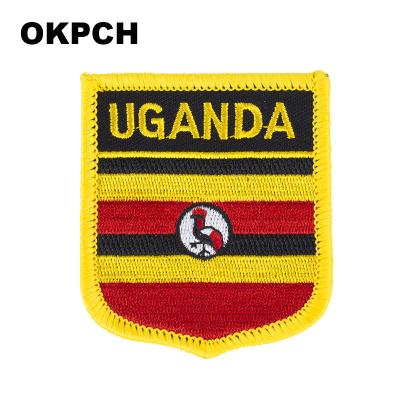 China Viable Uganda Flag Patches For Clothing DIY Stripes Iron On Appliques Apparel Stickers Thermo Embroidery Flag Badges for sale